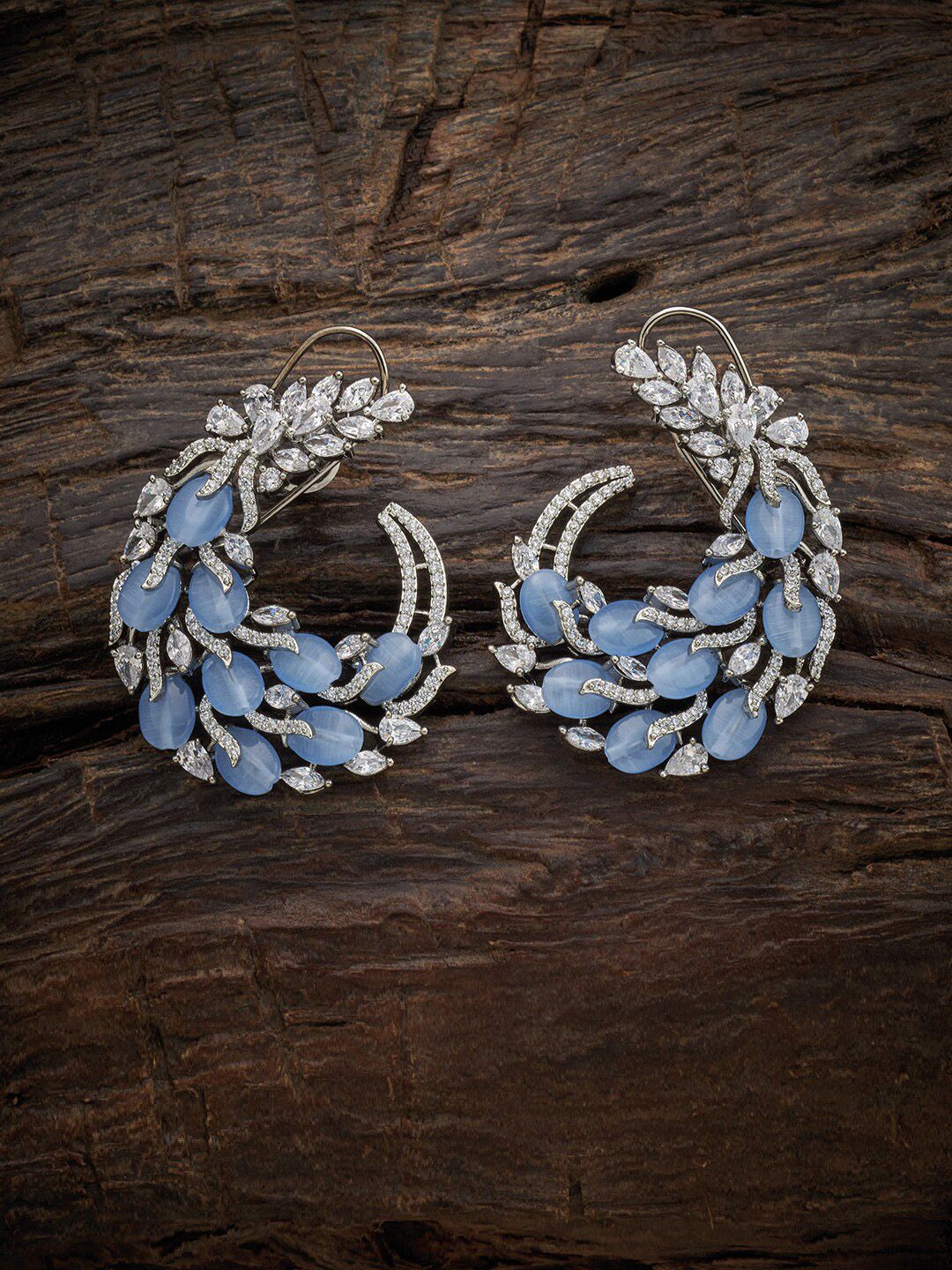 Kushal's Fashion Jewellery Blue Floral Hoop Earrings Price in India