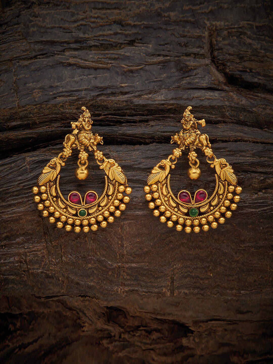 Kushal's Fashion Jewellery Red Crescent Shaped Studs Earrings Price in India