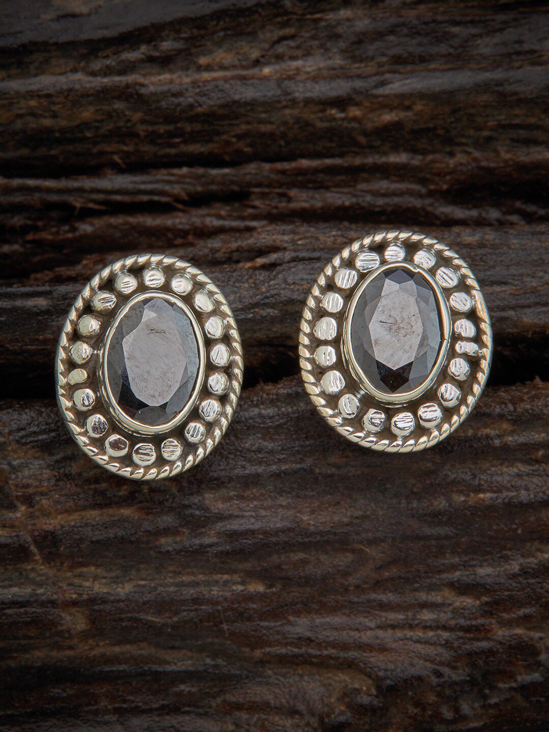 Kushal's Fashion Jewellery Black Oval Studs Earrings Price in India