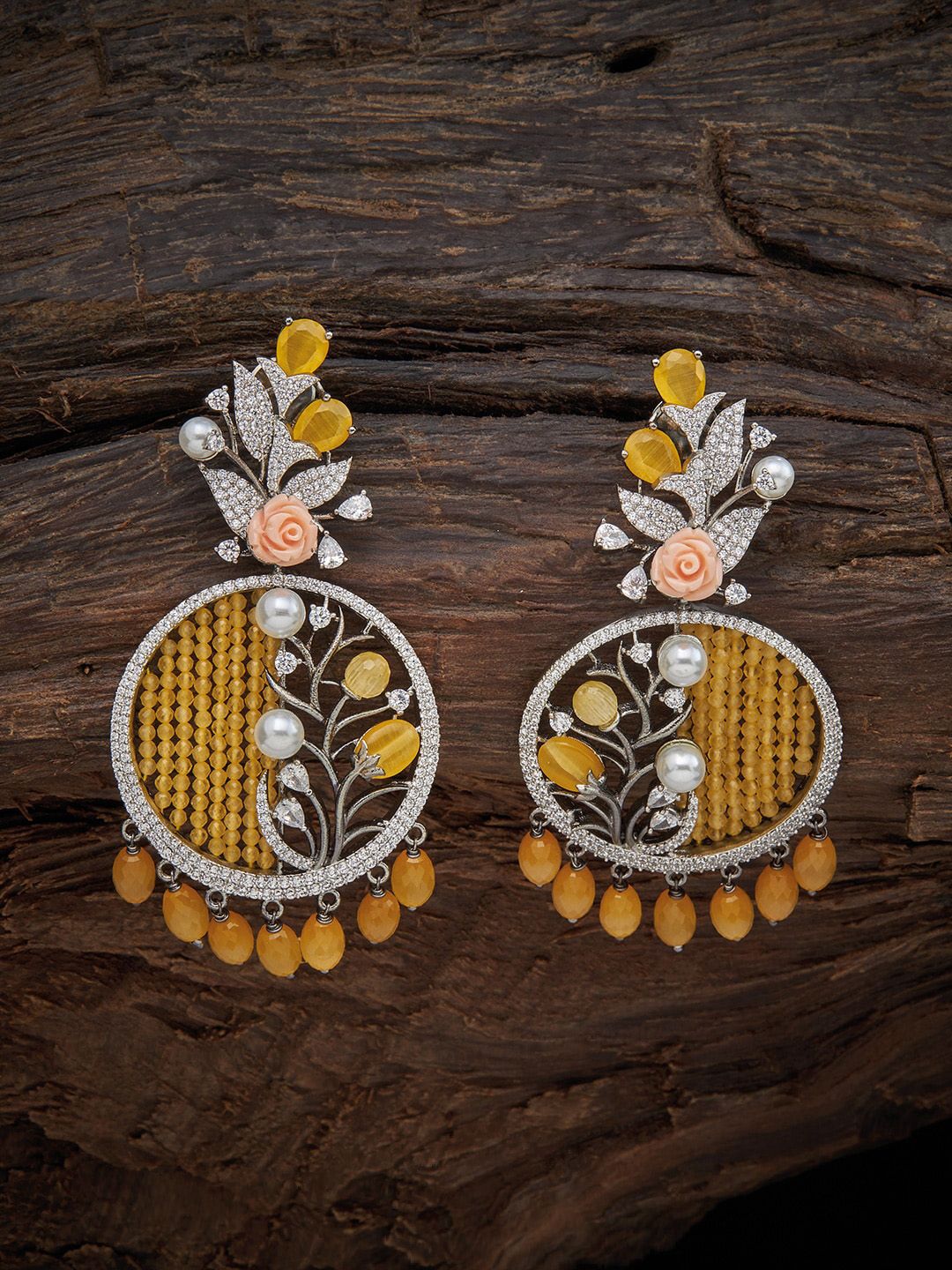 Kushal's Fashion Jewellery Yellow Floral Studs Earrings Price in India