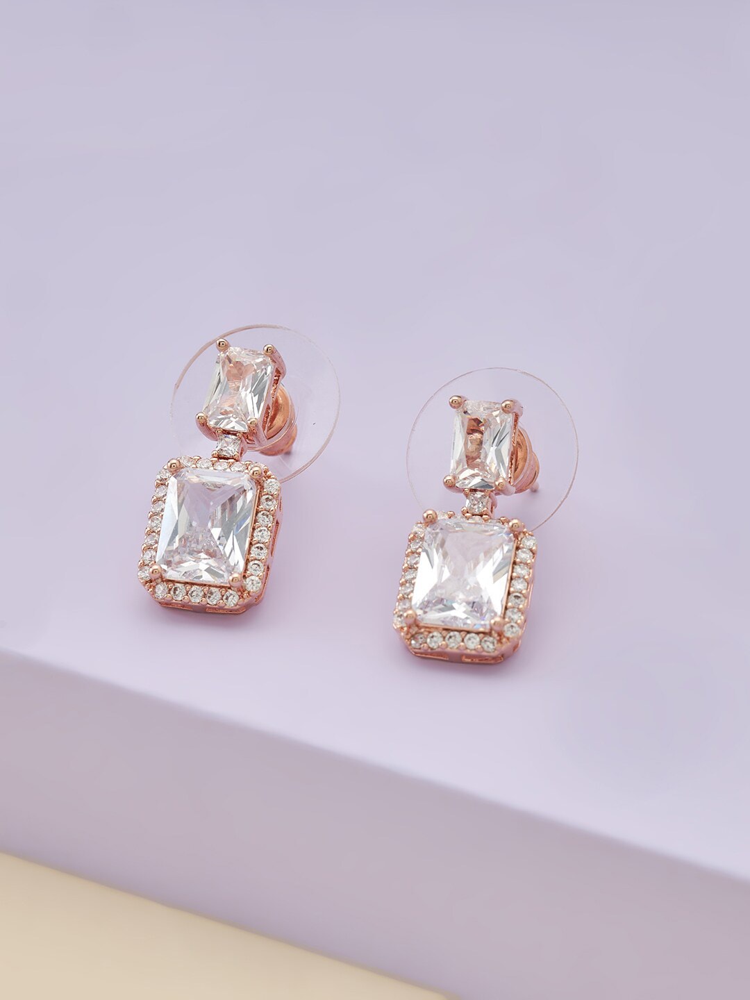 Kushal's Fashion Jewellery White Square Studs Earrings Price in India