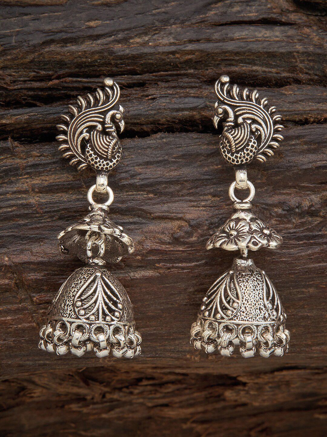Kushal's Fashion Jewellery Peacock Shaped Jhumkas Earrings Price in India
