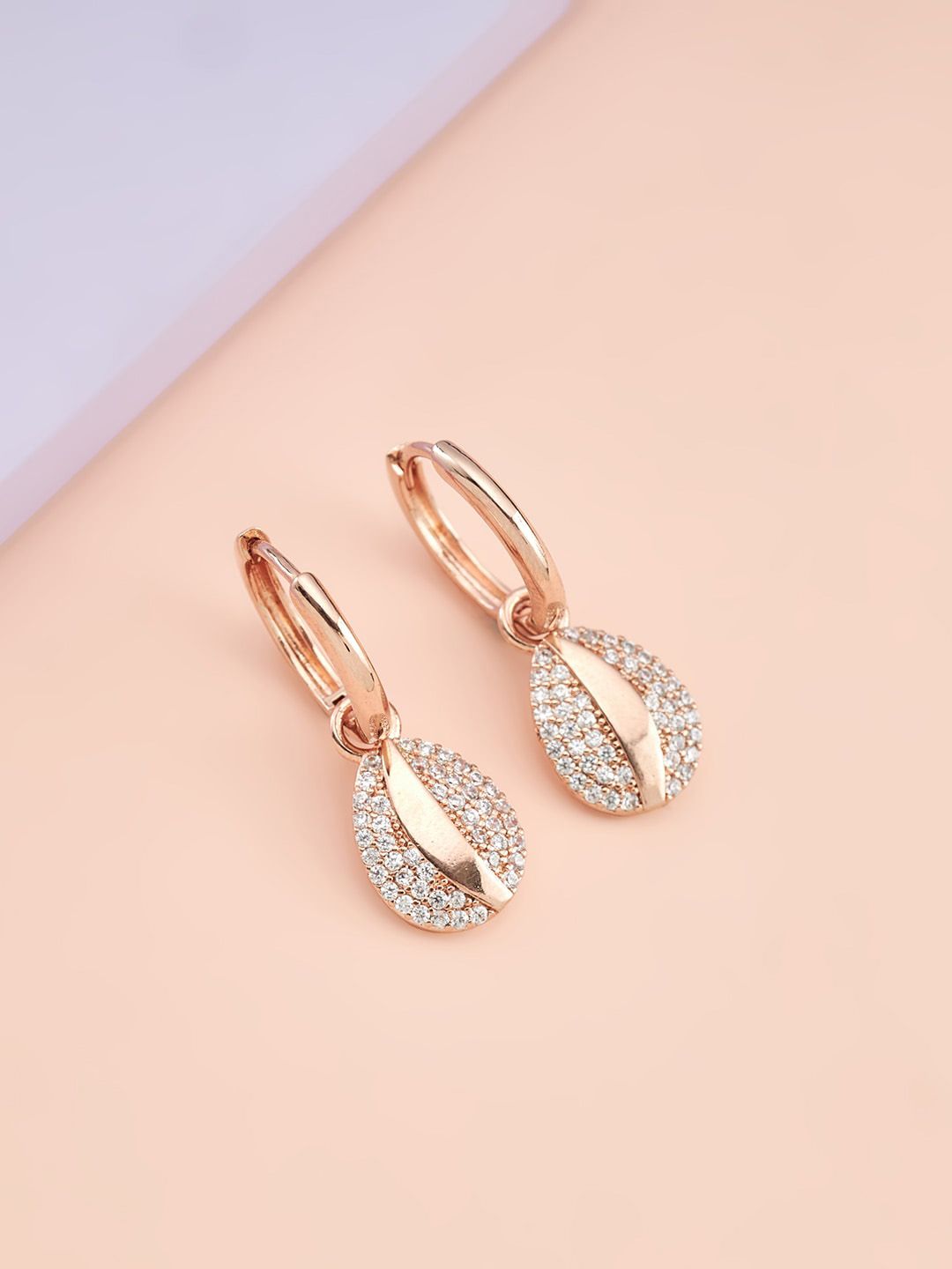 Kushal's Fashion Jewellery White Teardrop Shaped Studs Earrings Price in India