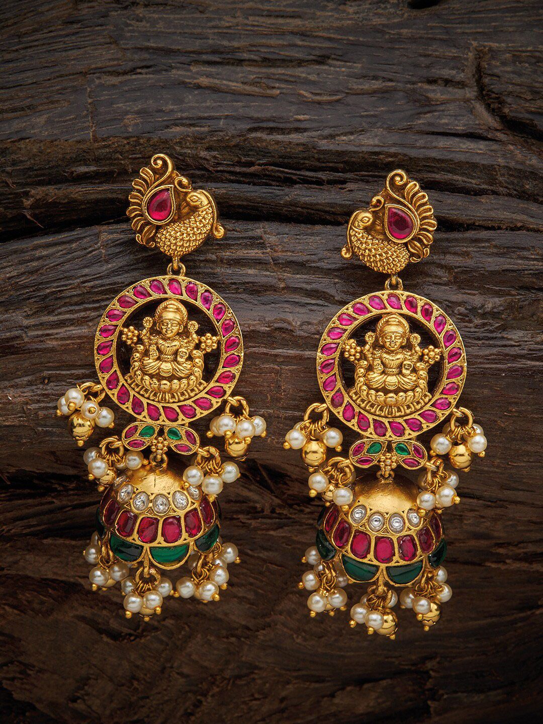Kushal's Fashion Jewellery Red Classic Jhumkas Earrings Price in India