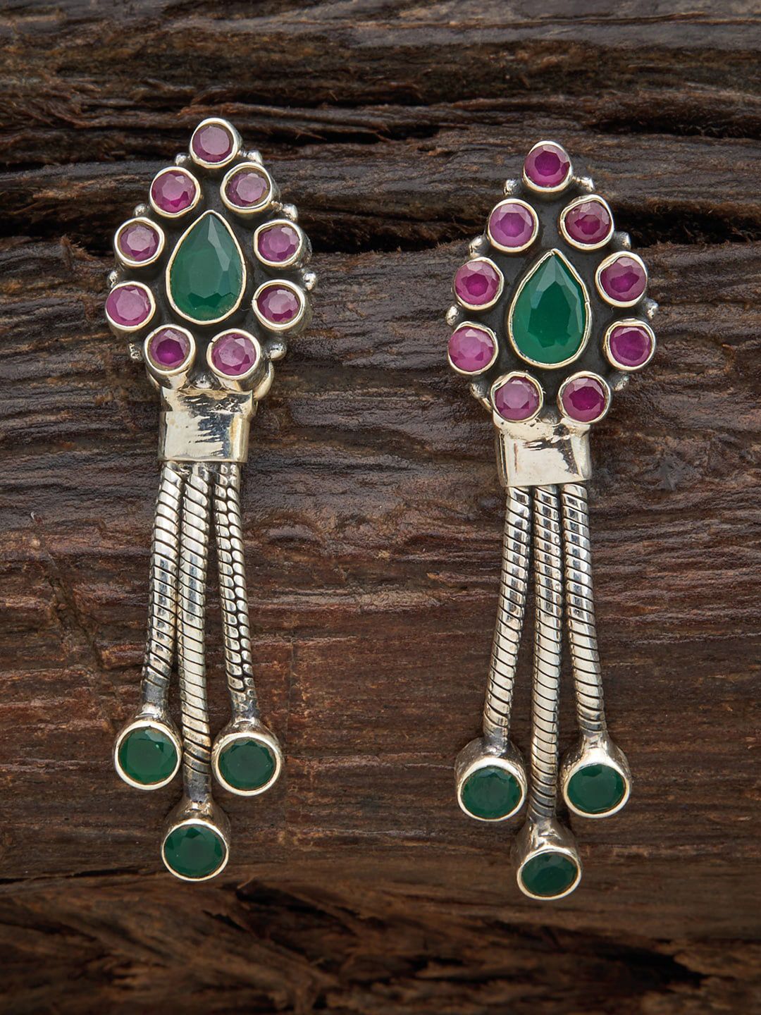 Kushal's Fashion Jewellery Red Teardrop Shaped Drop Earrings Price in India