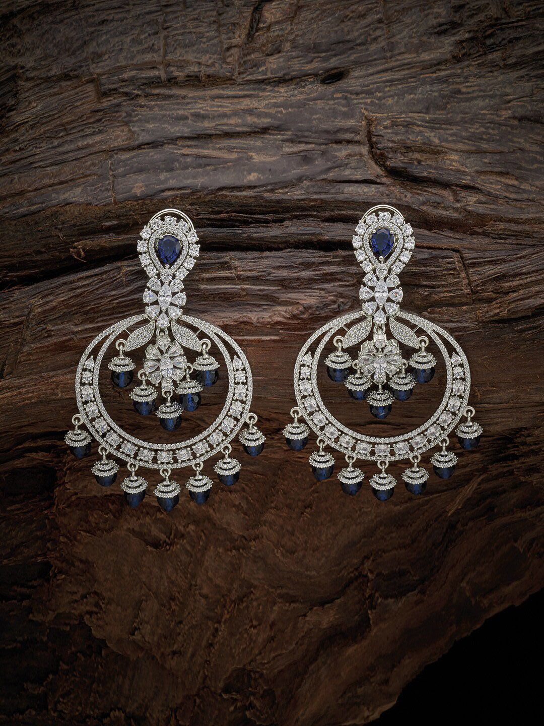 Kushal's Fashion Jewellery Blue Crescent Shaped Studs Earrings Price in India