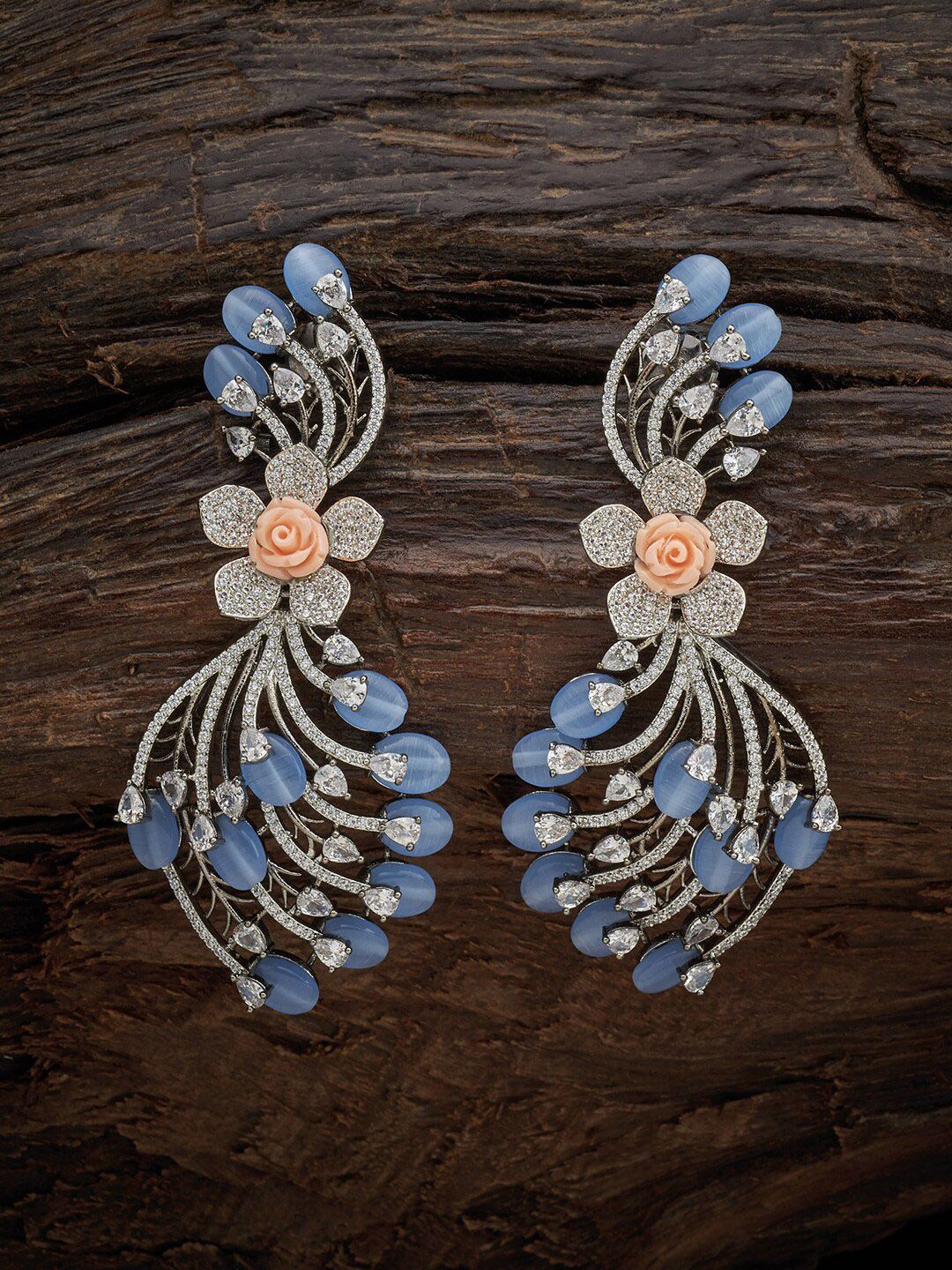 Kushal's Fashion Jewellery Blue Floral Studs Earrings Price in India