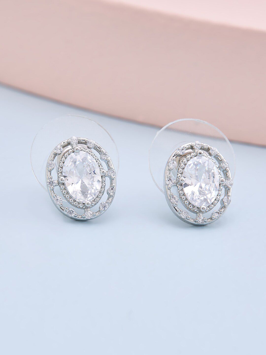 Kushal's Fashion Jewellery White Oval Studs Earrings Price in India