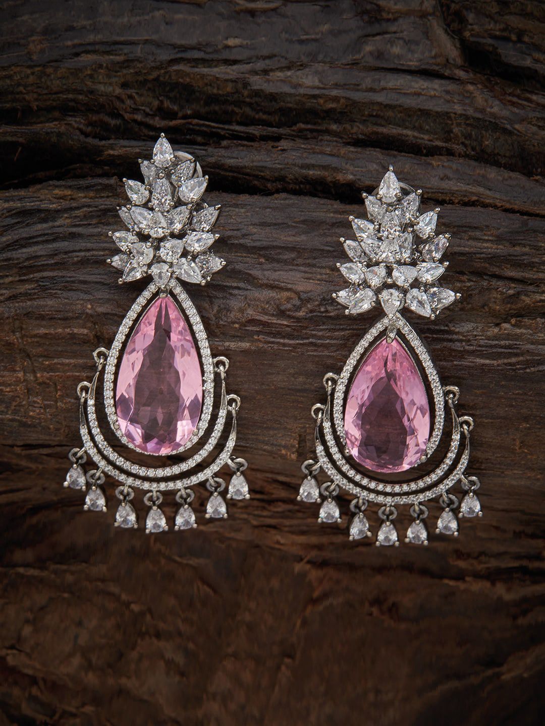 Kushal's Fashion Jewellery Pink Teardrop Shaped Drop Earrings Price in India
