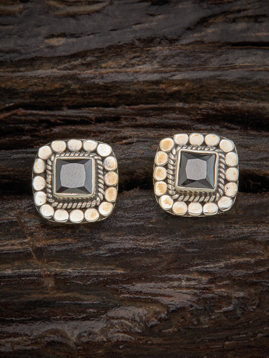 Kushal's Fashion Jewellery Black Square Studs Earrings Price in India