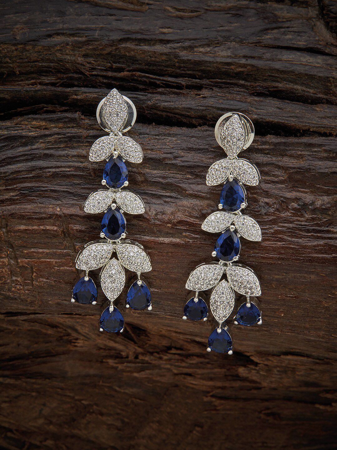 Kushal's Fashion Jewellery Blue Leaf Shaped Studs Earrings Price in India