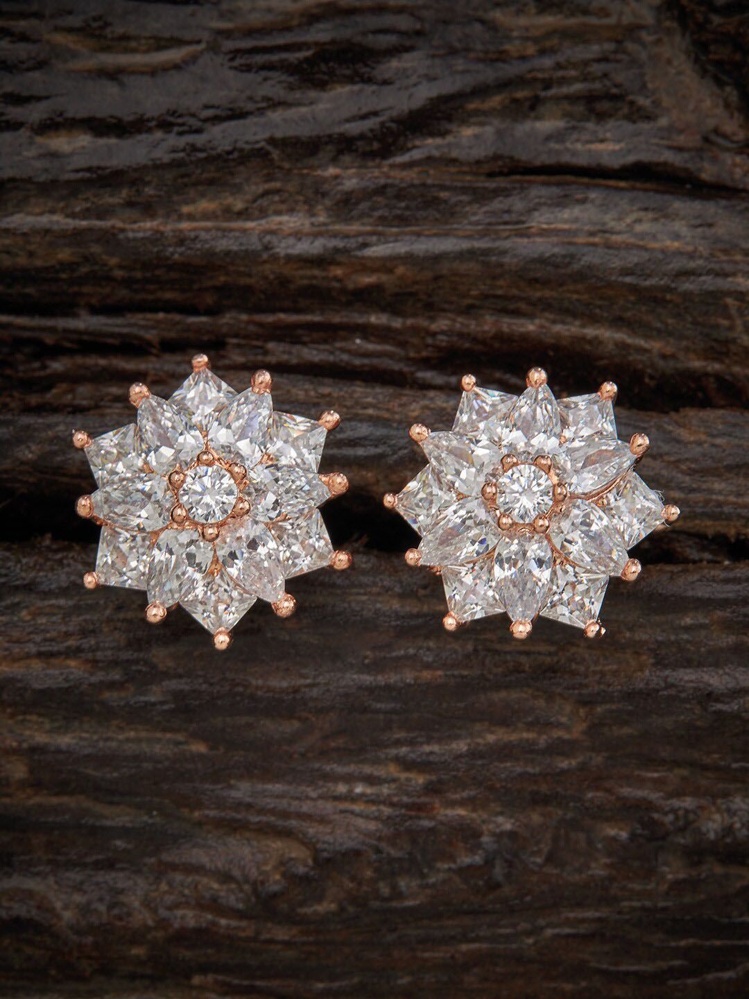 Kushal's Fashion Jewellery White Floral Studs Earrings Price in India