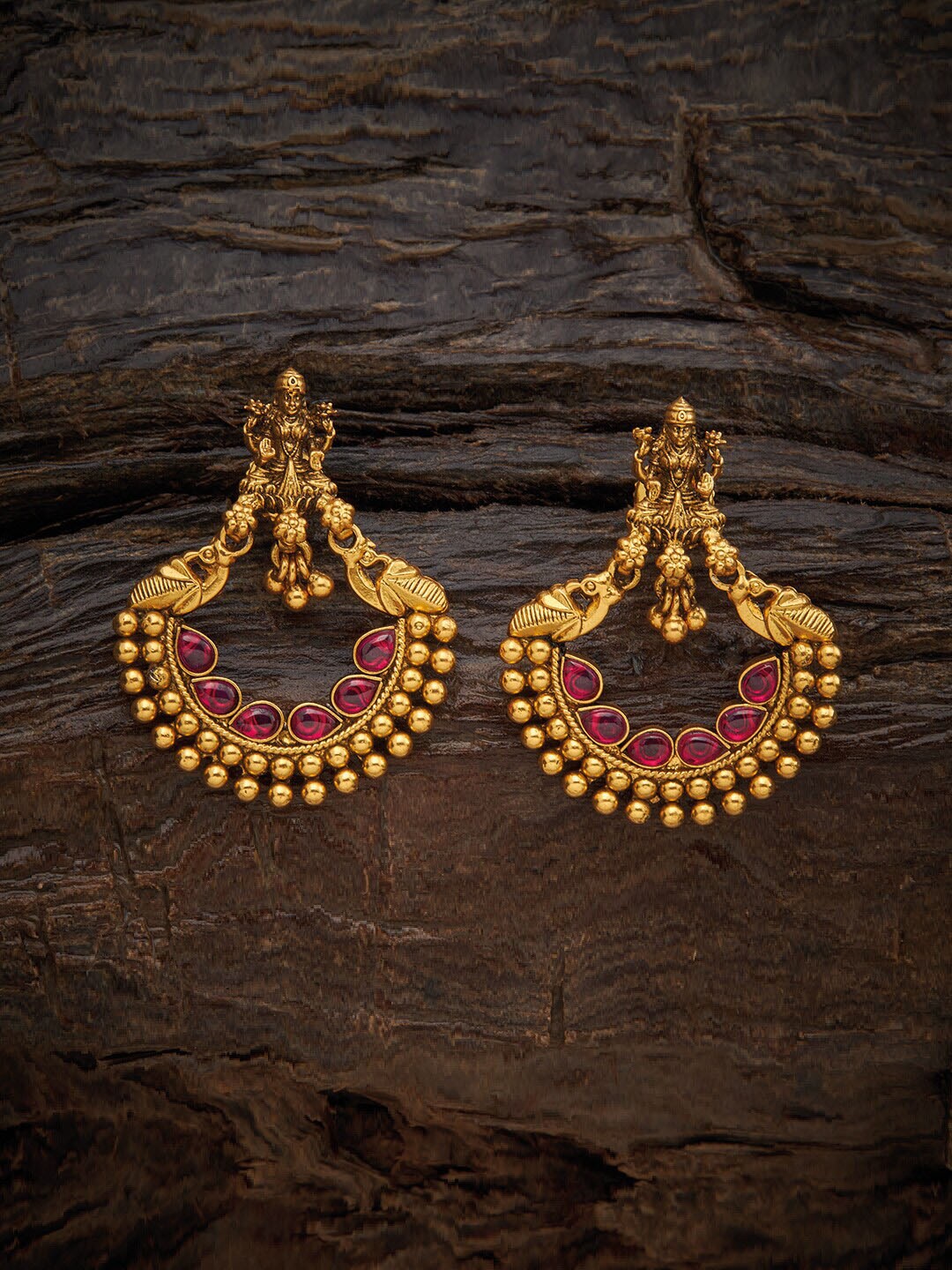 Kushal's Fashion Jewellery Red Crescent Shaped Studs Earrings Price in India