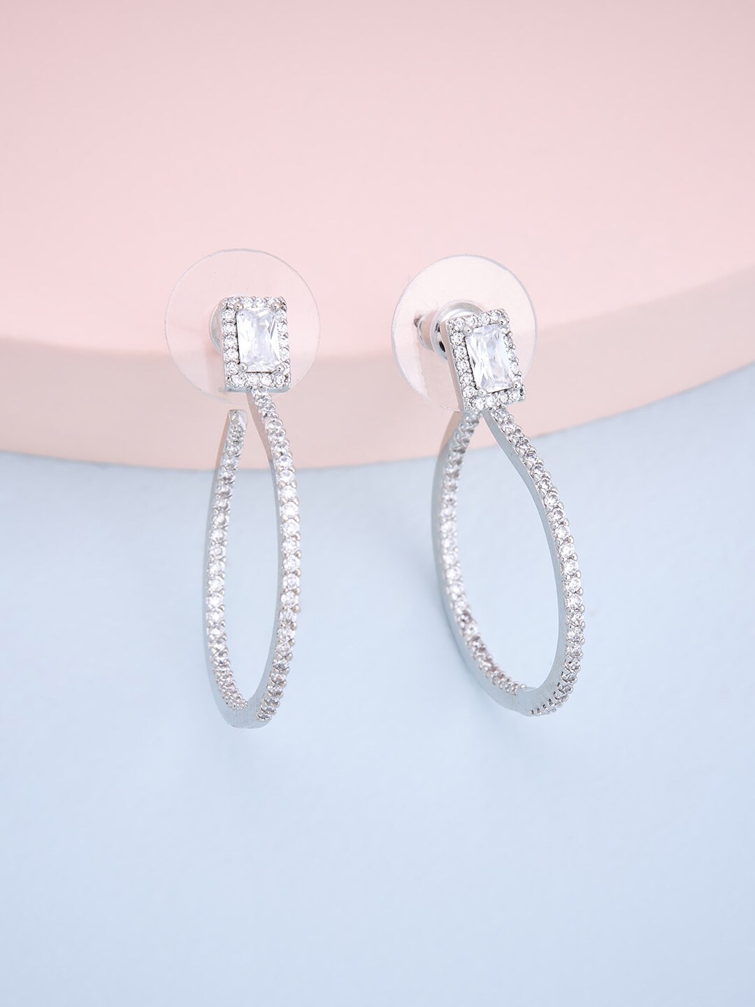 Kushal's Fashion Jewellery White Circular Drop Earrings Price in India