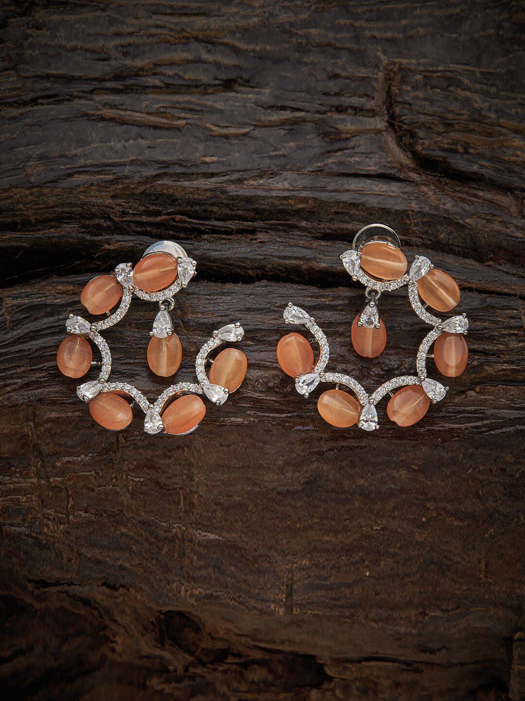 Kushal's Fashion Jewellery Peach-Coloured Circular Drop Earrings Price in India