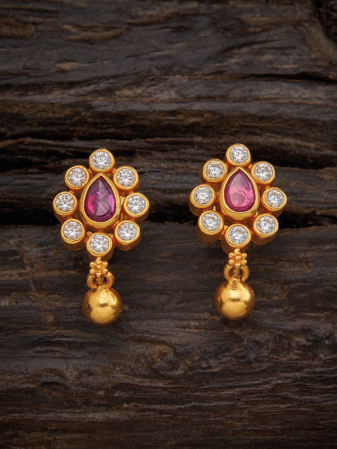 Kushal's Fashion Jewellery Red Floral Studs Earrings Price in India