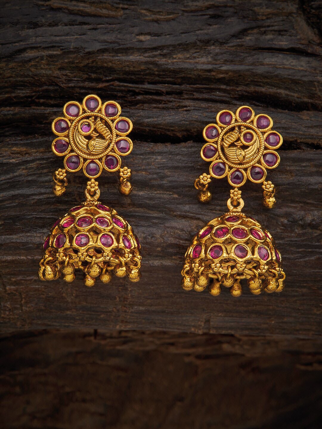 Kushal's Fashion Jewellery Red Floral Jhumkas Earrings Price in India