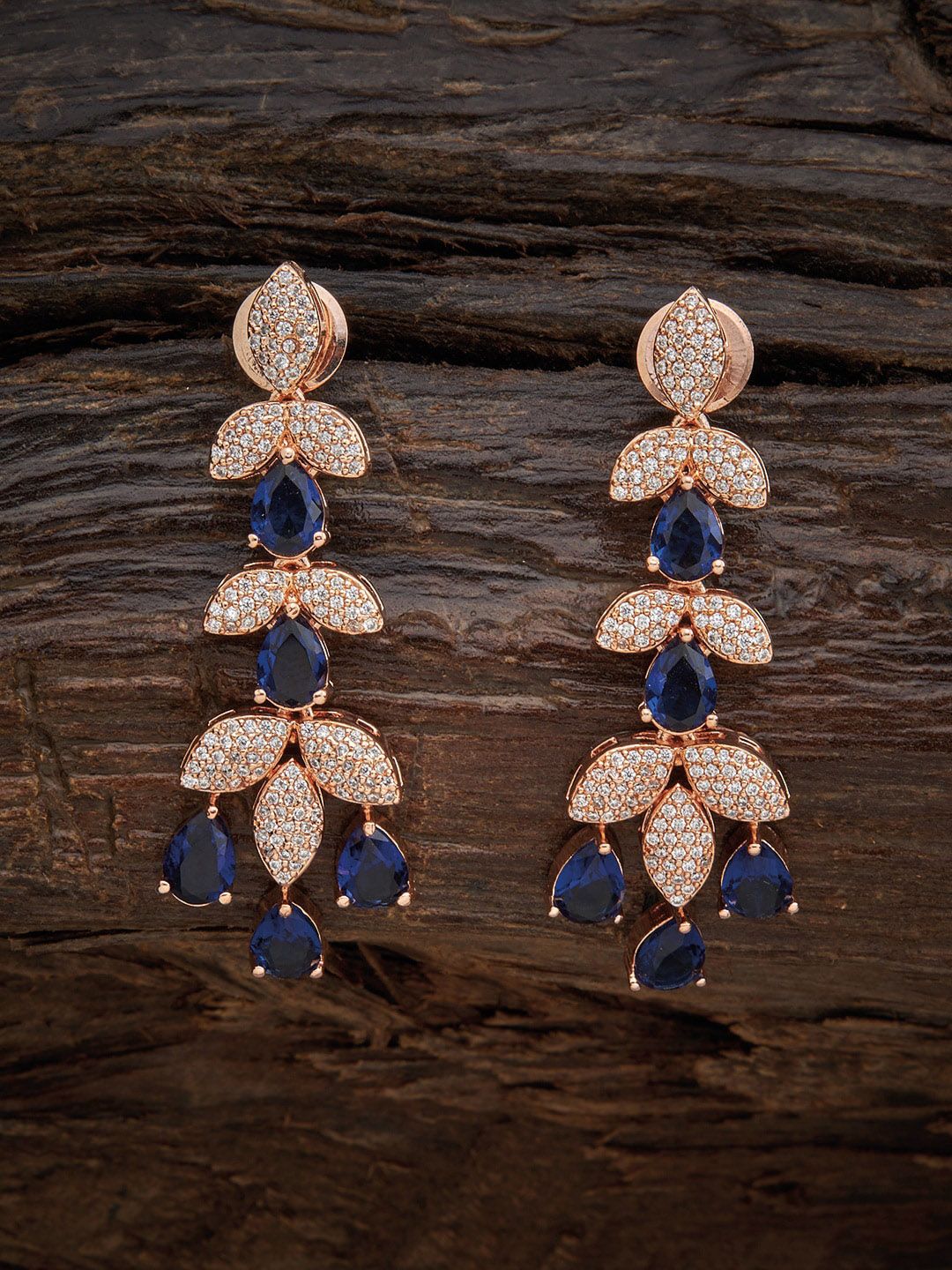 Kushal's Fashion Jewellery Blue Leaf Shaped Ear Cuff Earrings Price in India