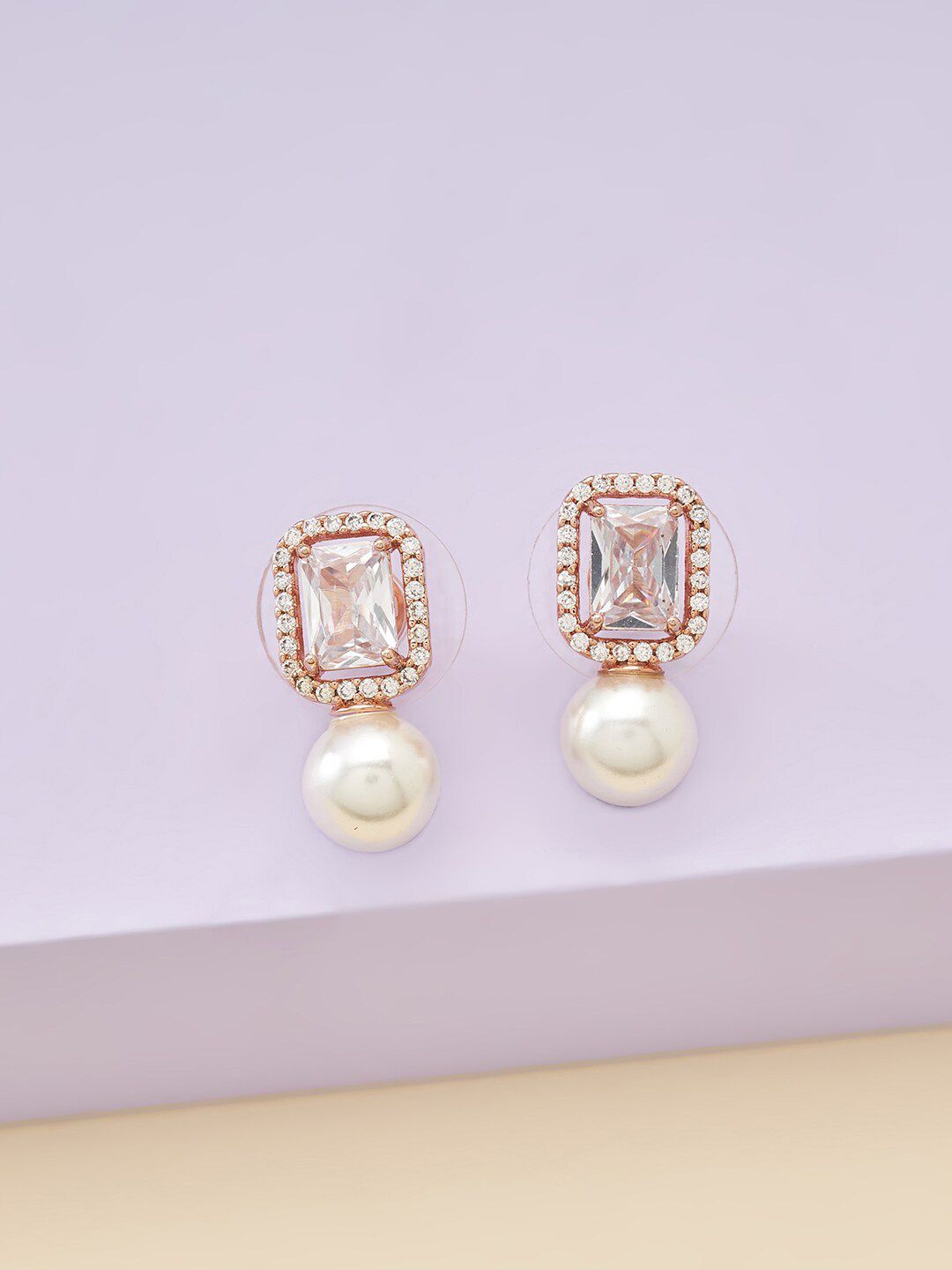 Kushal's Fashion Jewellery White Spherical Studs Earrings Price in India