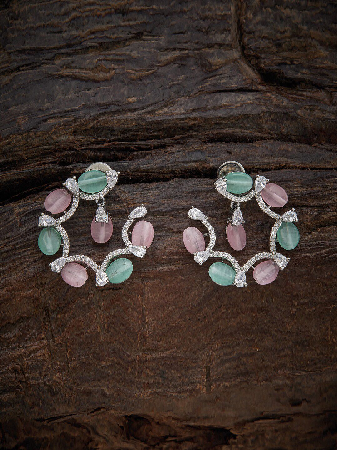 Kushal's Fashion Jewellery Pink Circular Studs Earrings Price in India