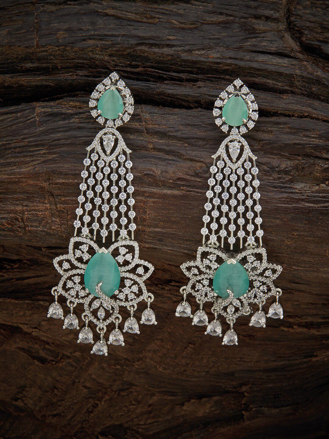 Kushal's Fashion Jewellery Sea Green Floral Ear Cuff Earrings Price in India