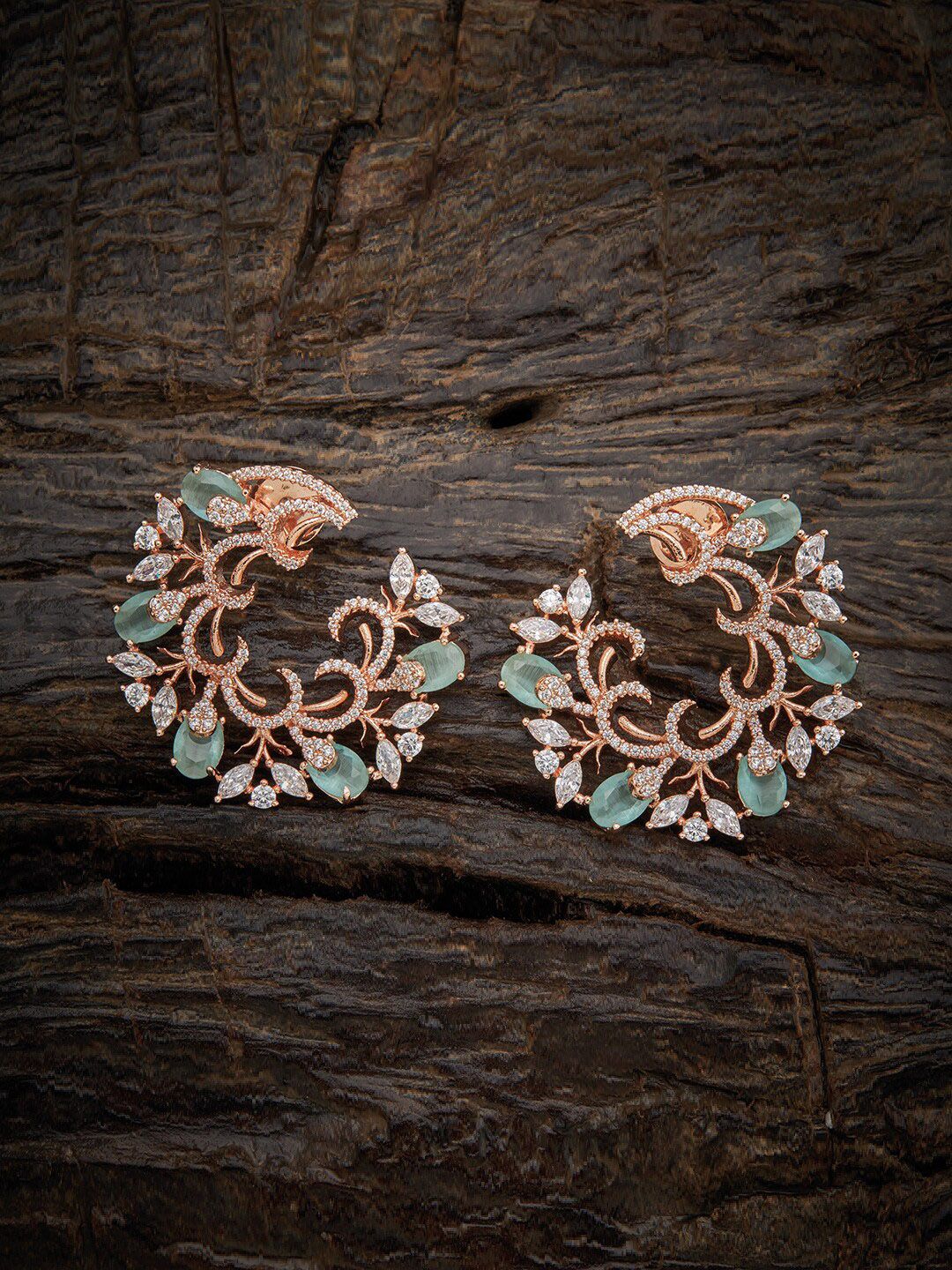 Kushal's Fashion Jewellery Sea Green Floral Studs Earrings Price in India