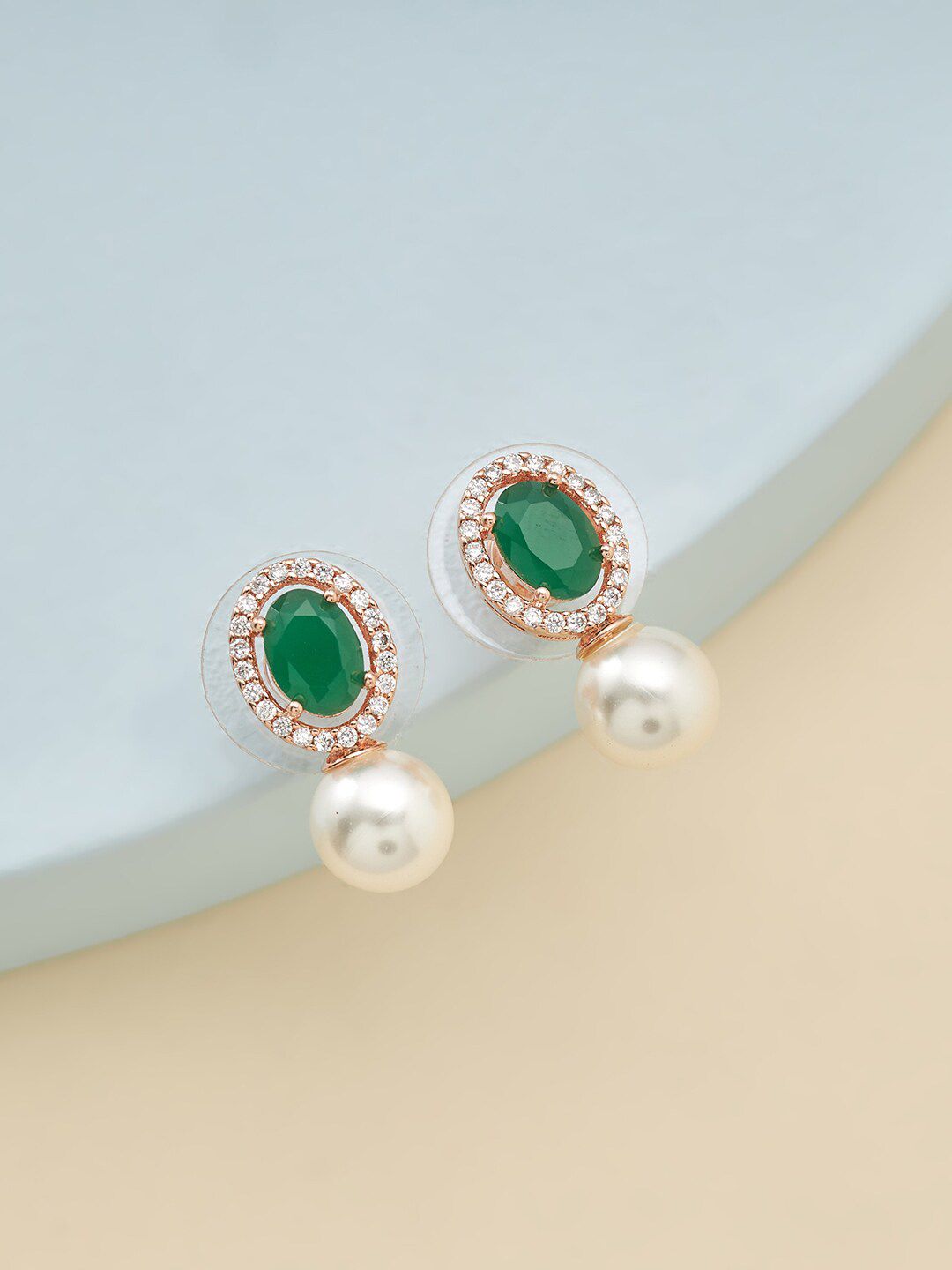 Kushal's Fashion Jewellery Green Spherical Studs Earrings Price in India