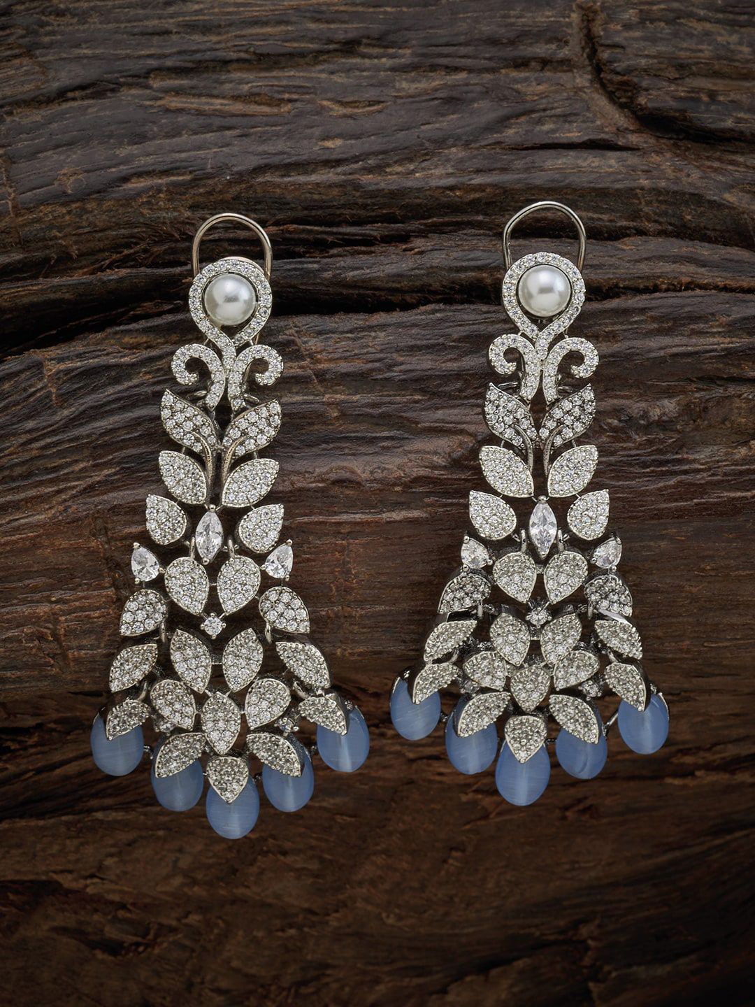 Kushal's Fashion Jewellery Blue Floral Drop Earrings Price in India