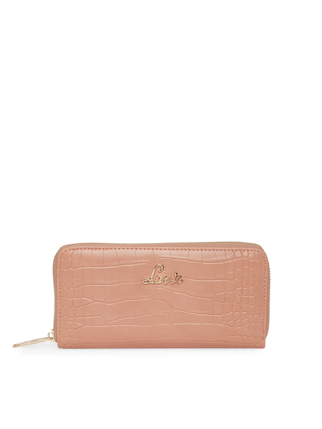 Lavie Women Pink & Gold-Toned Textured Envelope Price in India