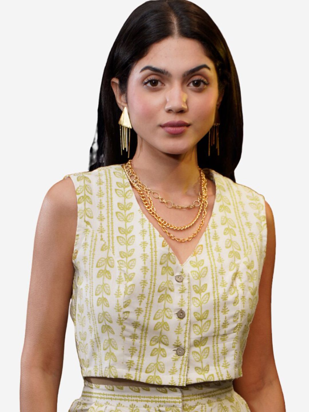 Alaya By Stage3 Green & nimbus cloud Print Wrap Top