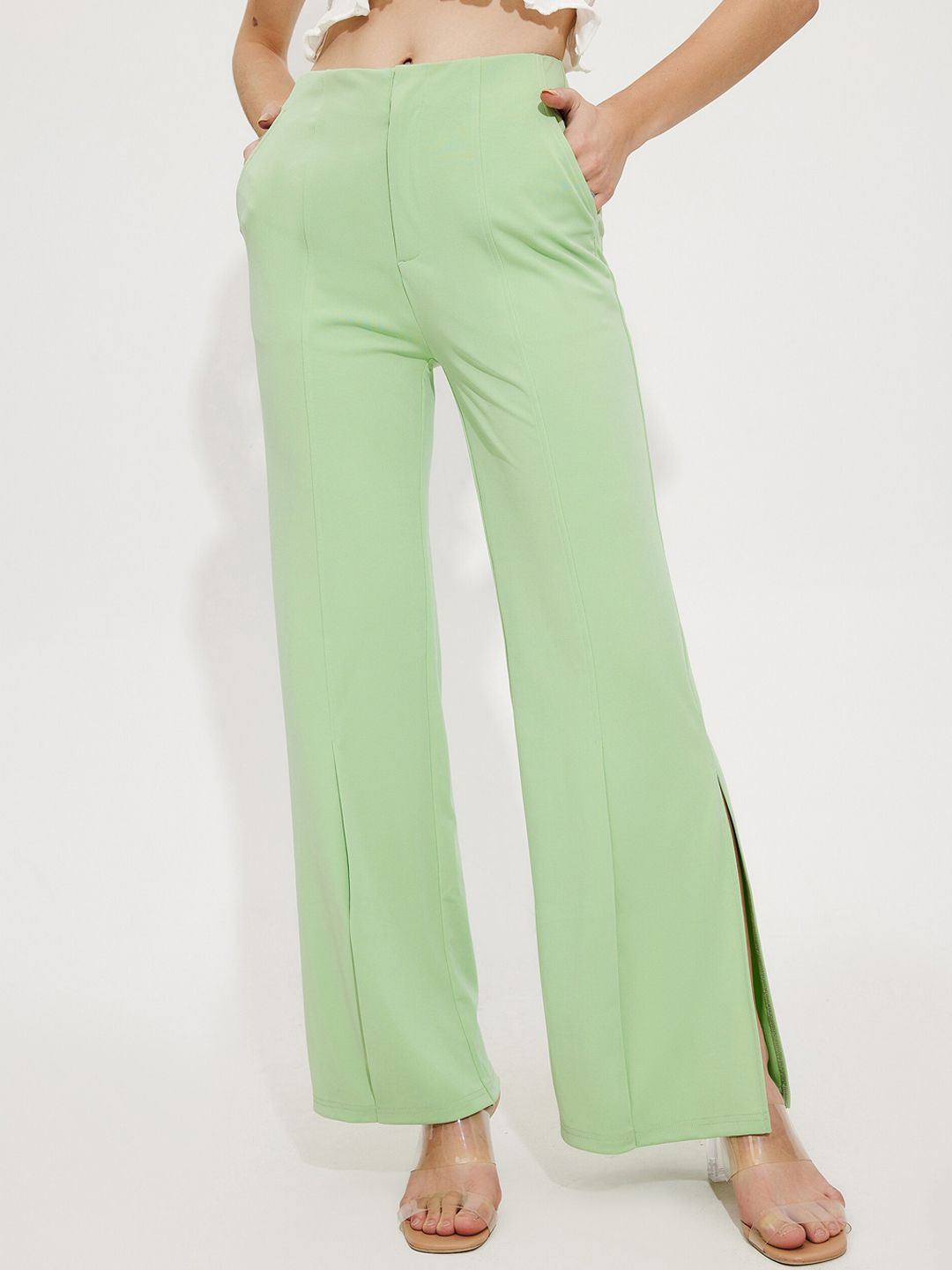 URBANIC Women Turquoise Blue Trousers Price in India