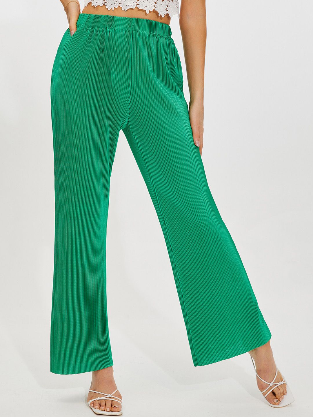 URBANIC Women Green Trousers Price in India