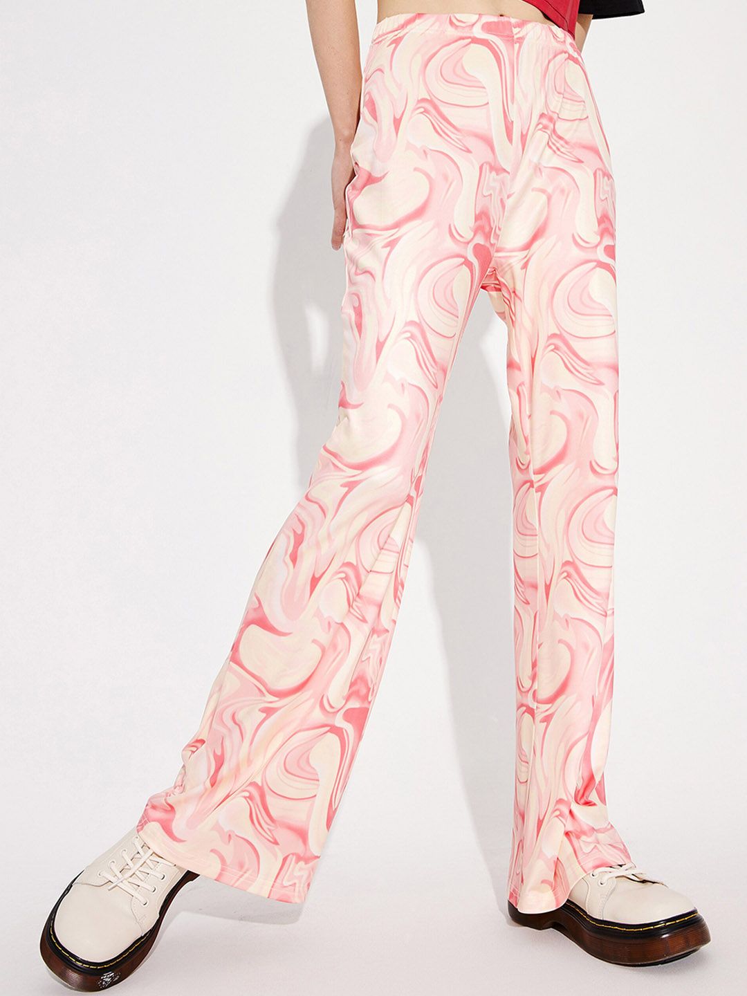 URBANIC Women Pink Floral Printed Trousers Price in India