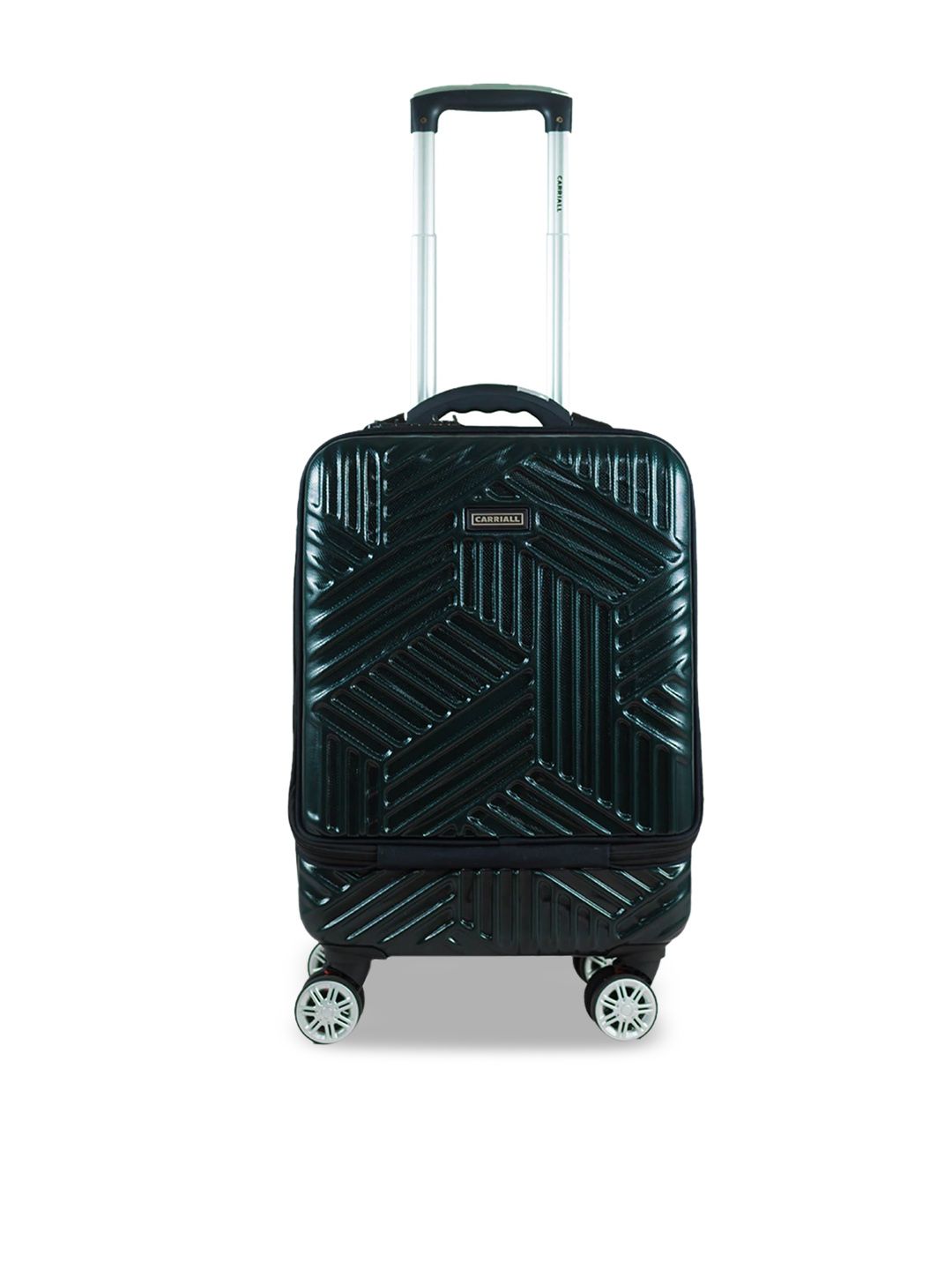 CARRIALL Dark Green Textured Cabin Hard Sided Trolley Bag Price in India