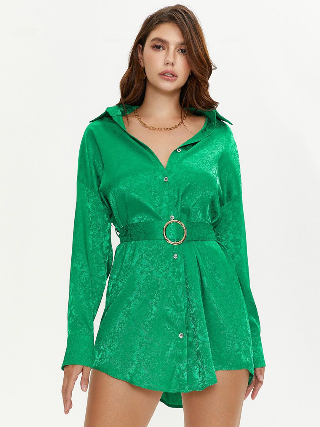 URBANIC Green Shirt Dress Price in India