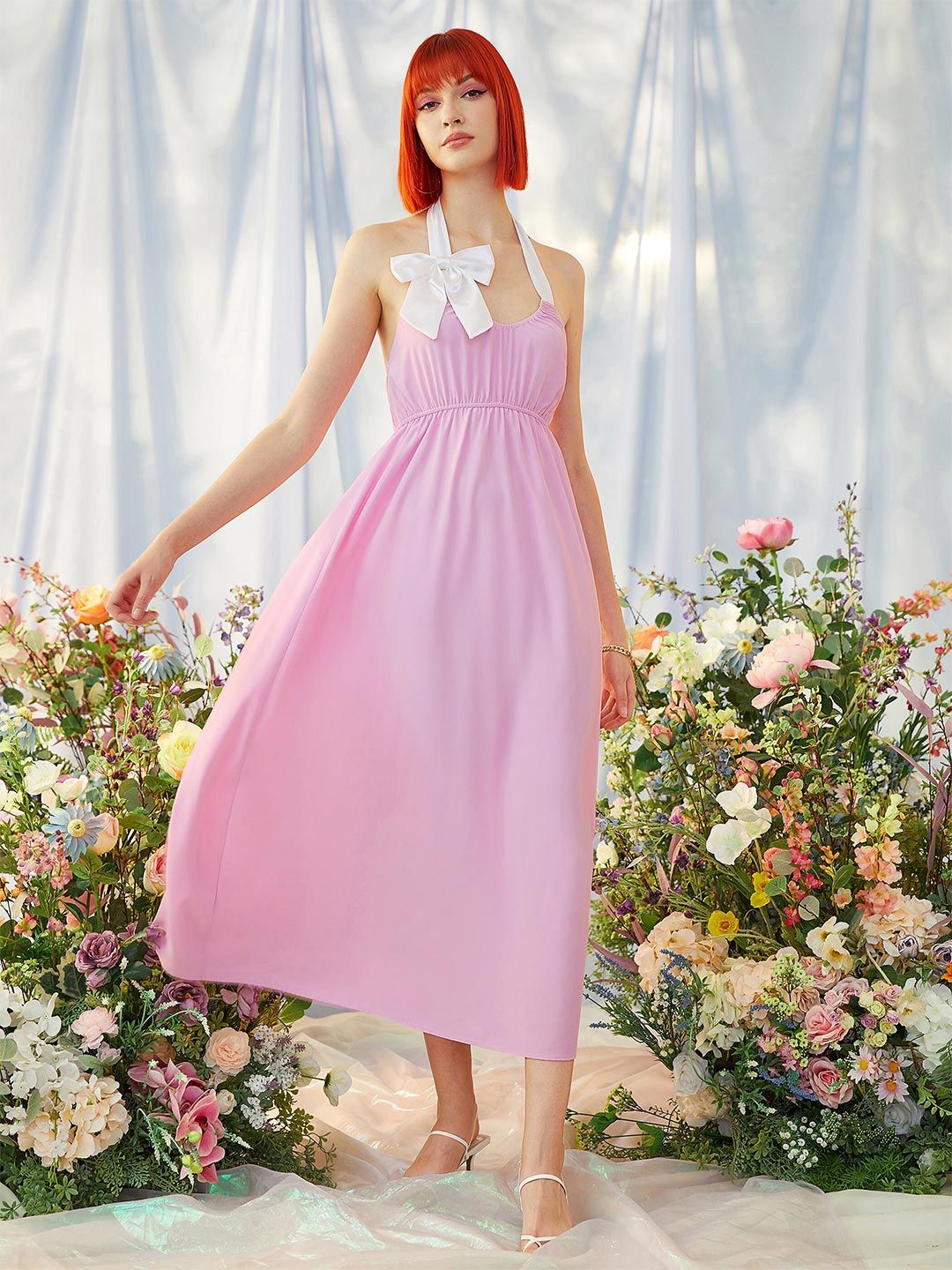 URBANIC Pink Maxi Dress Price in India