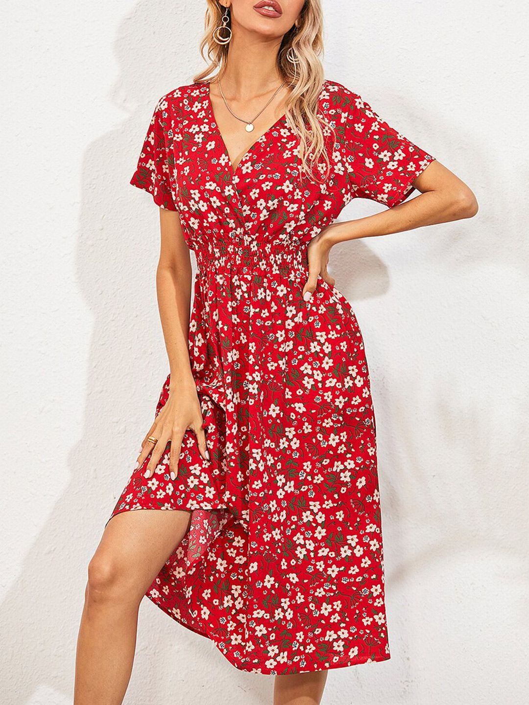 URBANIC Red Floral Dress Price in India