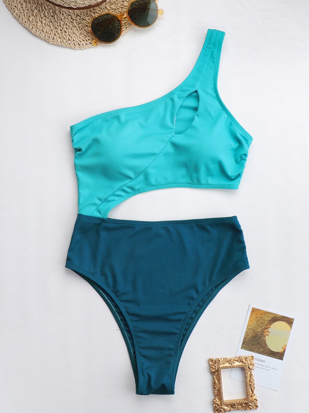 URBANIC Women Blue Solid Cut Out Trikini Swimwear Price in India