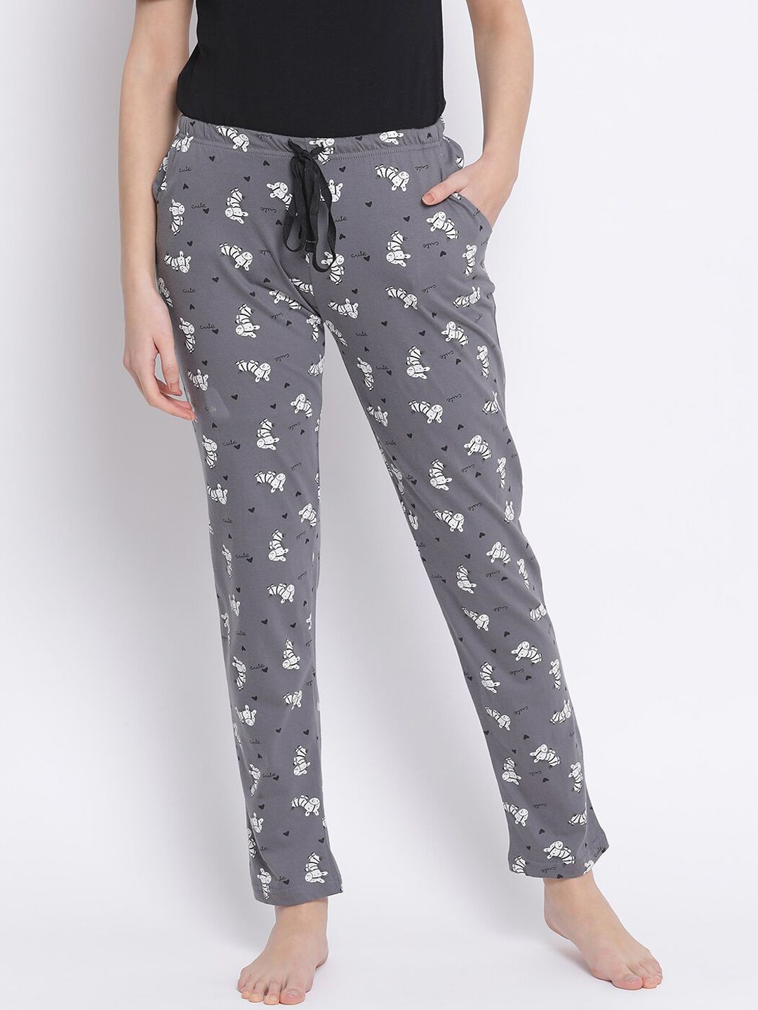 Kanvin Women Grey Printed Lounge Pants Price in India