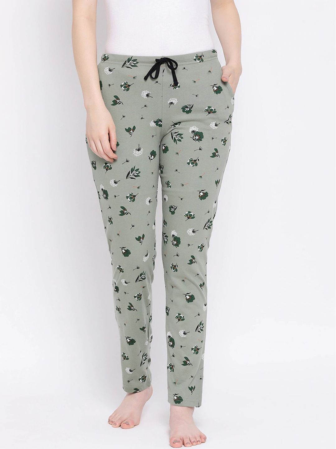 Kanvin Women Green Printed Lounge Pants Price in India