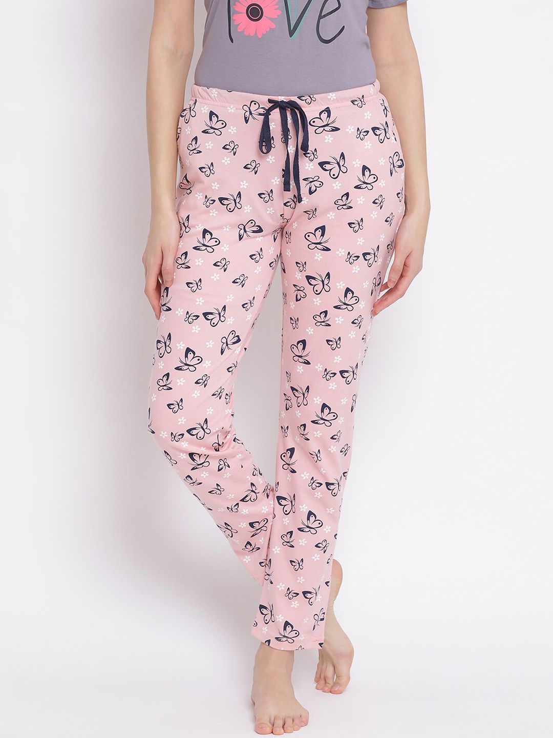 Kanvin Women Pink Printed Lounge Pants Price in India