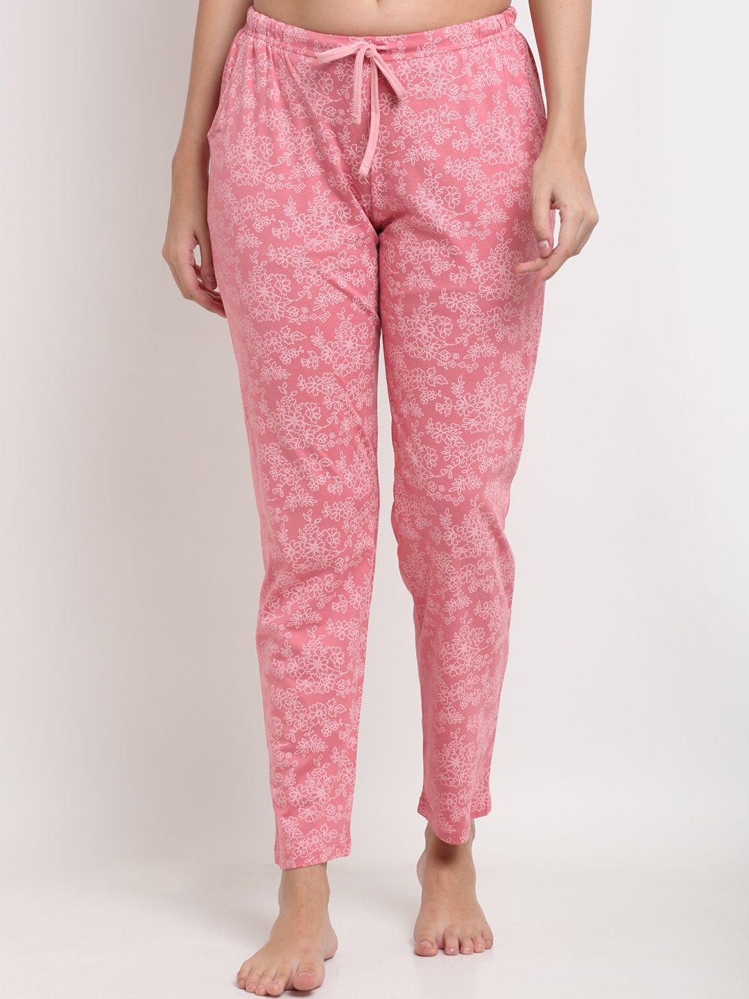 Kanvin Women Pink Printed Lounge Pants Price in India