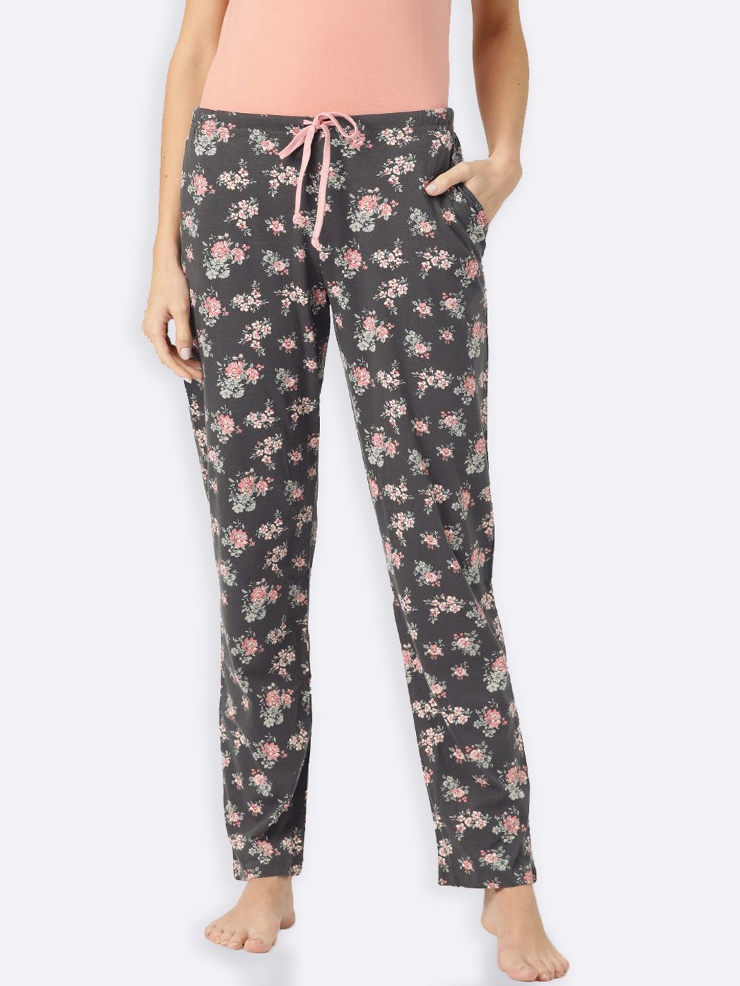 Kanvin Women Charcoal Printed Lounge Pants Price in India