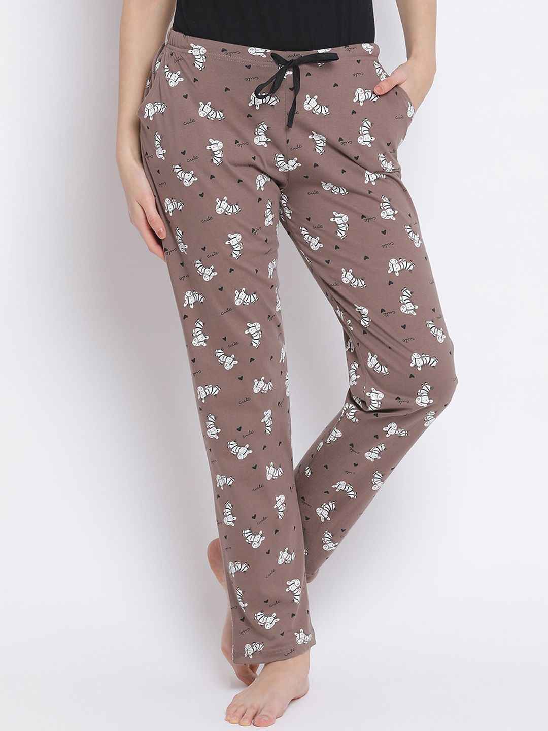 Kanvin Women Brown Printed Lounge Pants Price in India