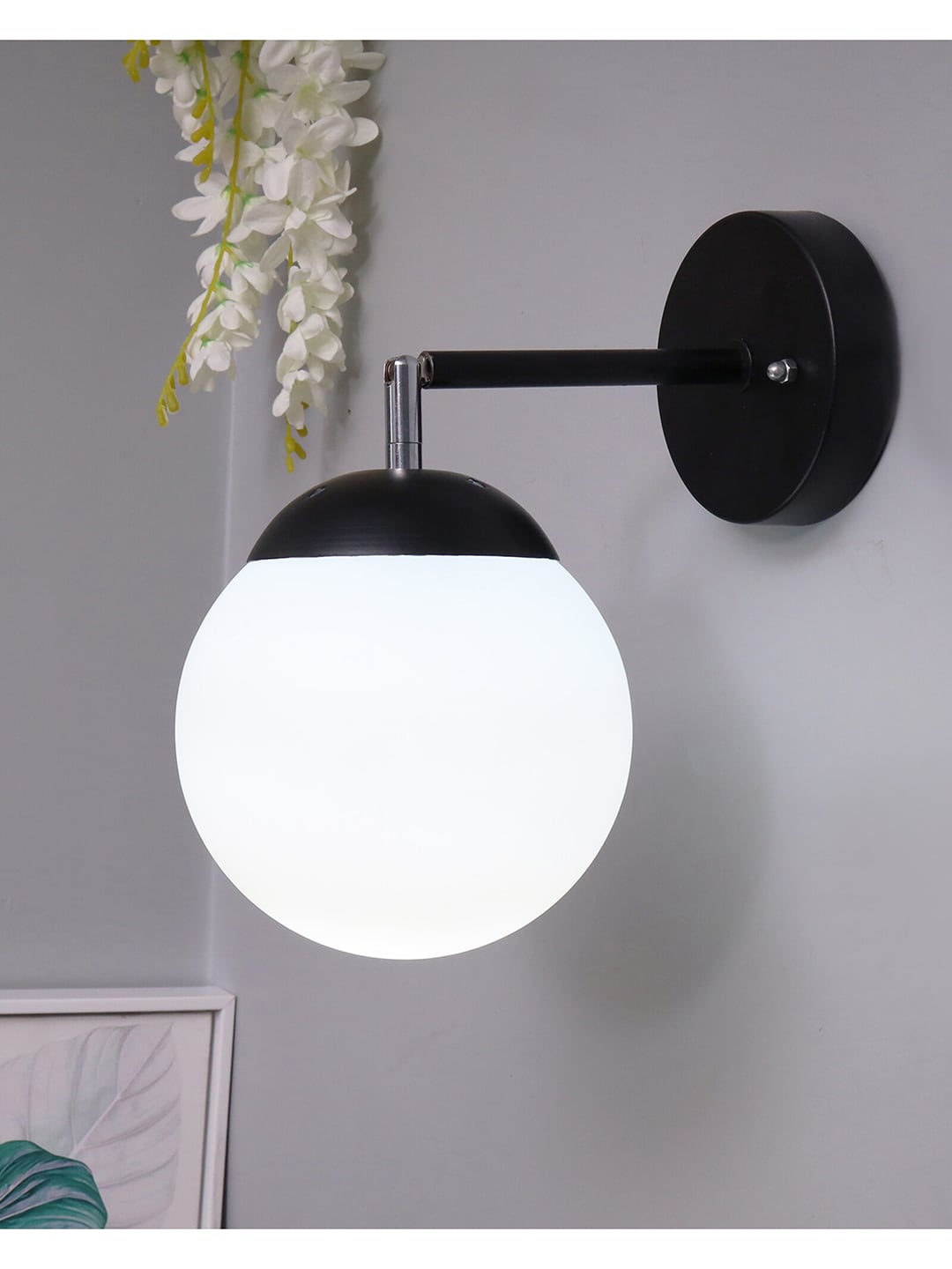 Homesake White & Black Solid Glass Wall Lamps Price in India