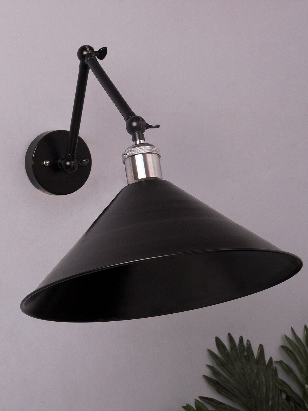 Homesake Nickel Edison Black 360 Barn Cone Shade Wall Lamp Price in India