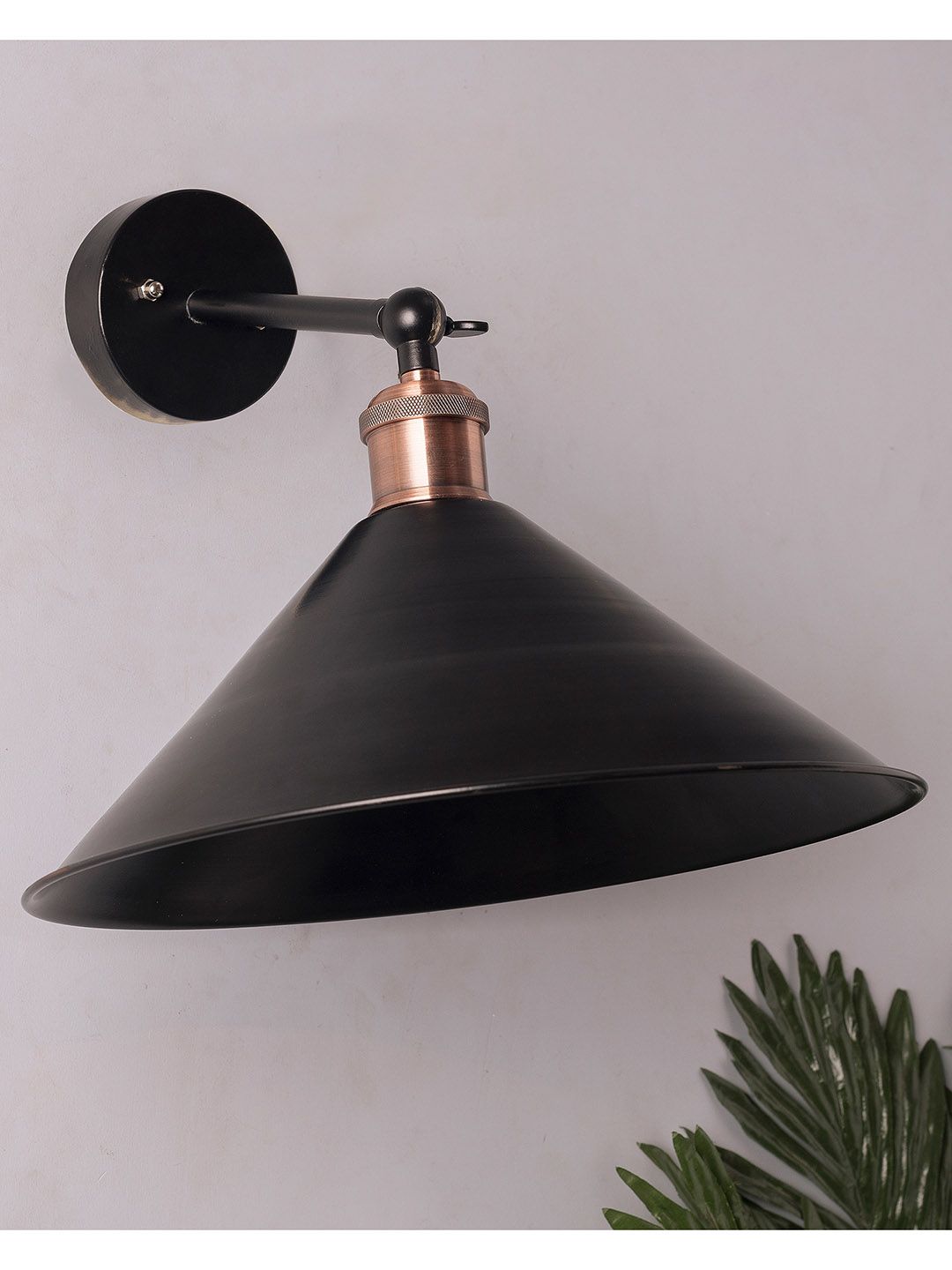 Homesake Black Solid Barn Cone Metal Swing Wall Lamp Price in India