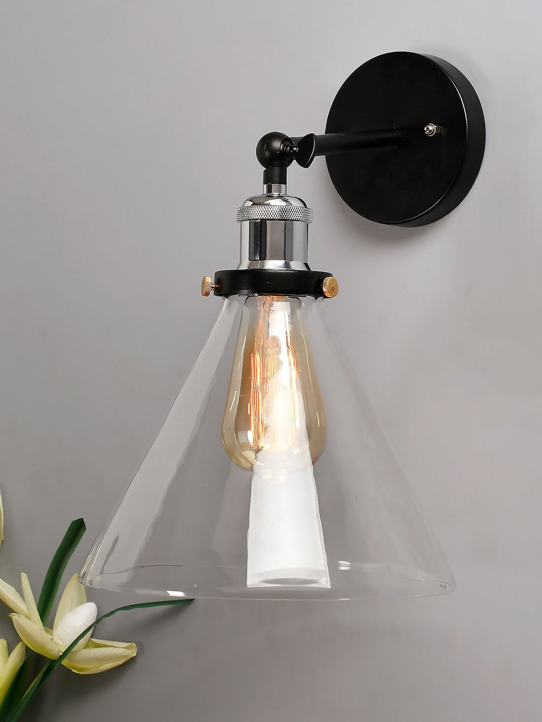 Homesake Black Solid Cone Glass Wall Lamps Price in India