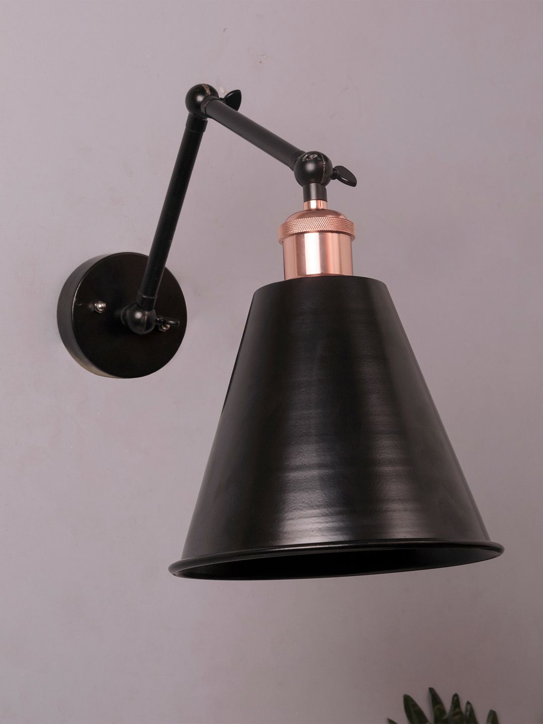 Homesake Unisex Black Solid Triple movement, Rose Gold Edison Black 360 Guard Shade Wall Lamp Price in India