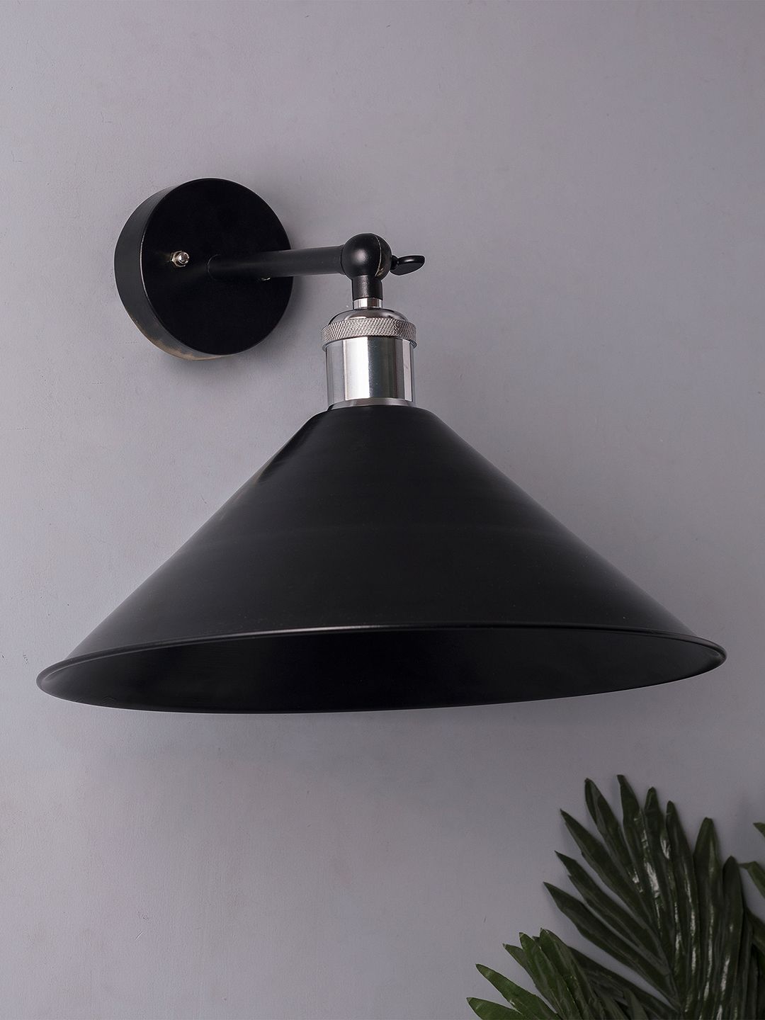 Homesake  Black Solid Handcrafted Cone Shaped Swing Arm  Wall Lamps Price in India